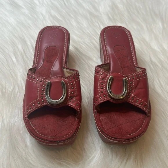 Ariat Shoes - Ariat Leather Horseshoe slip-on platform sandals size 9.5
